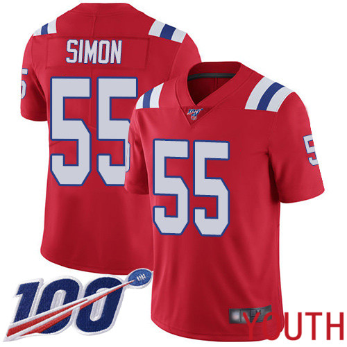 New England Patriots Football #55 Vapor Untouchable 100th Season Limited Red Youth John Simon Alternate NFL Jersey->women nfl jersey->Women Jersey